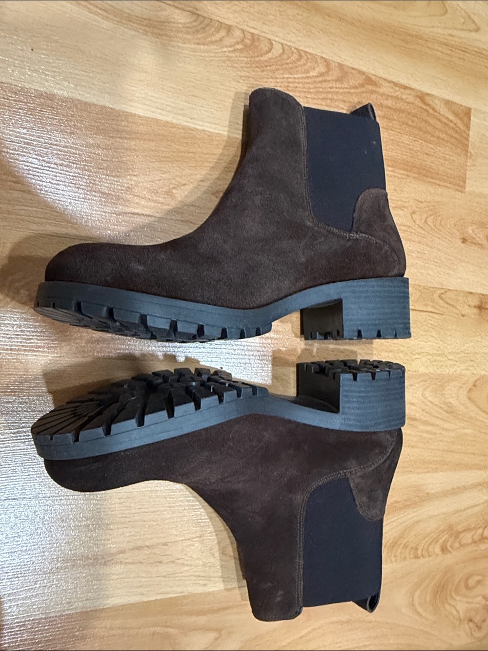Brown Suede Chelsea Lug Sole Booties